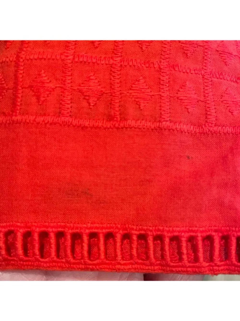 J. Crew Red/Coral Bell Sleeve Embroidered Shift Dress, 6